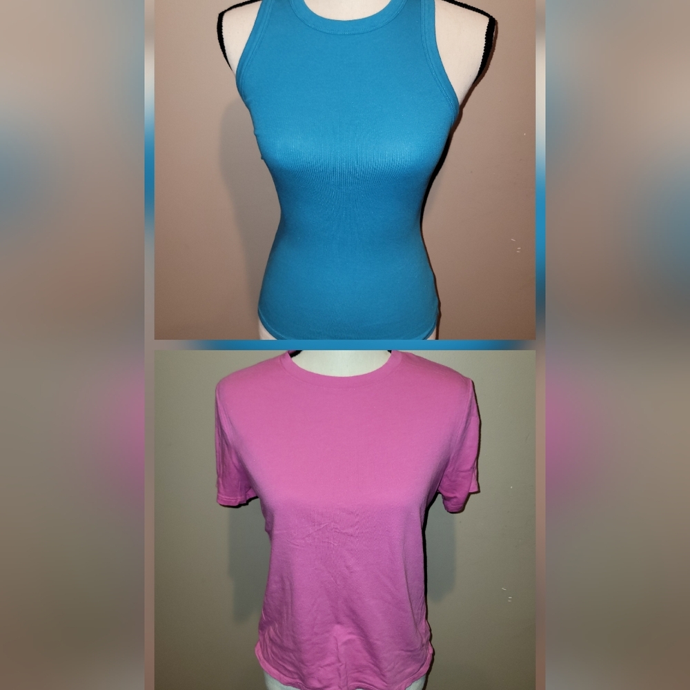 Firm! Blue and Pink Women's Tops
